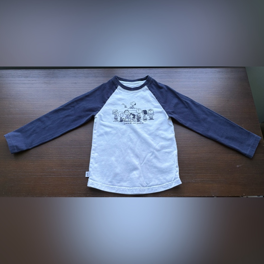 Janie and Jack, Peanuts Long-Sleeve Raglan Baseball Shirt, Size 5
